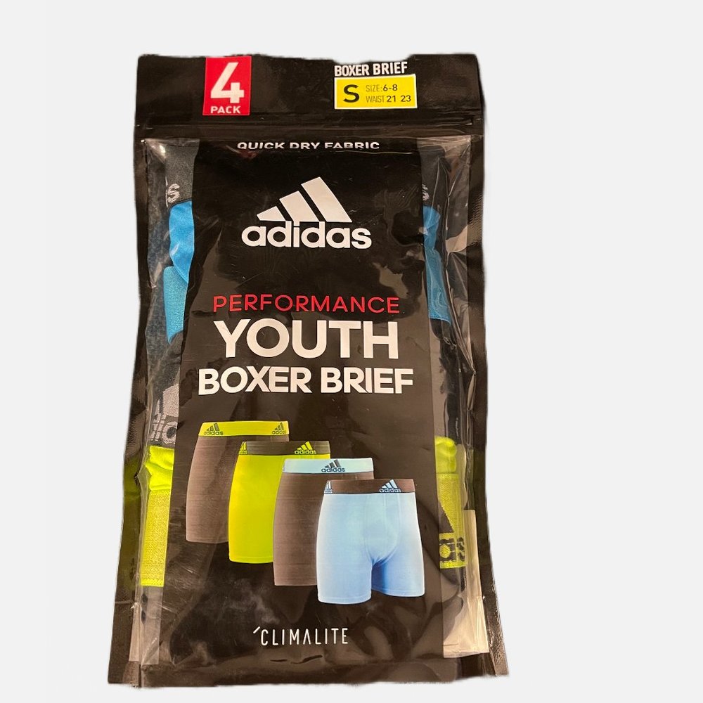 New! Adidas Performance‎ Youth Boxer Brief 4pk-Small (6-8)